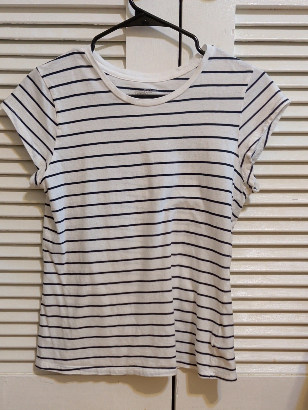 Universal Thread White Tee with Navy Horizontal Stripes